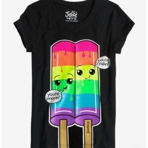 ISO (not for sale!) Justice Black Tee with Rainbow Popsicle Design